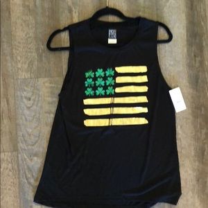 Black tank top with shamrock flag